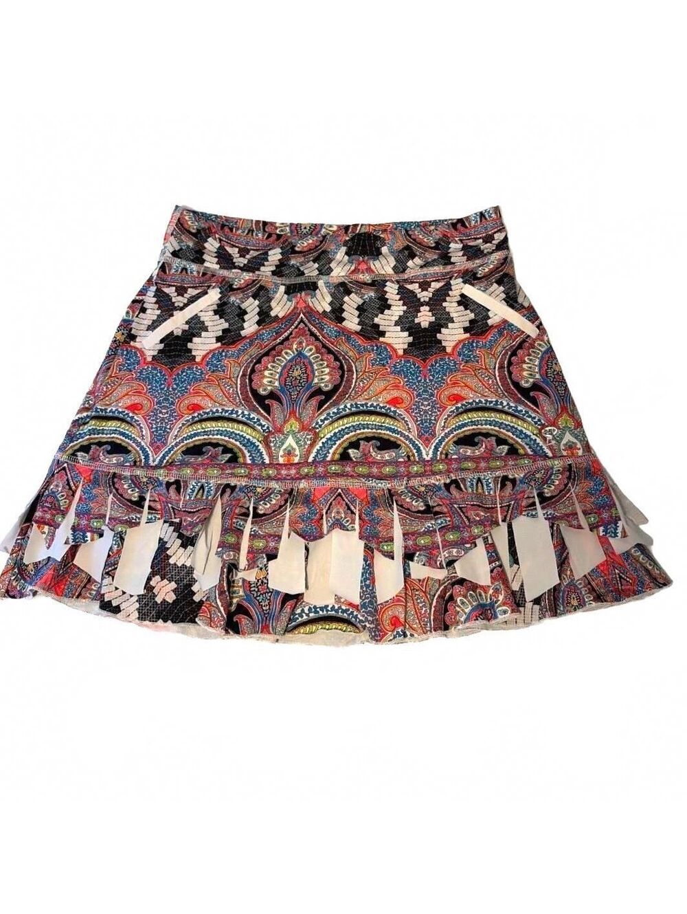 Sofibella Athletic Skort S Paisley Print Tennis Golf Pickleball Ruffle Fringe